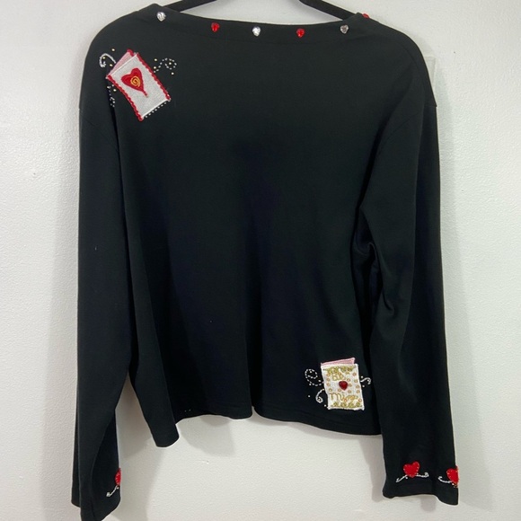 Jack B Quick Vintage Cardigan Sweater Valentines Day Maximalist XL Y2K Black - Picture 2 of 12